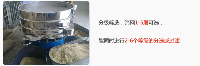 分級篩選，可篩1至5層篩網(wǎng)，能同時進(jìn)行2至6個等級的分選或過濾