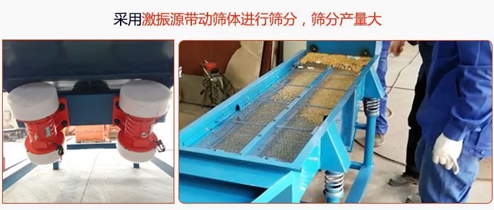 采用激振源帶動(dòng)篩體進(jìn)行篩分，篩分產(chǎn)量大。