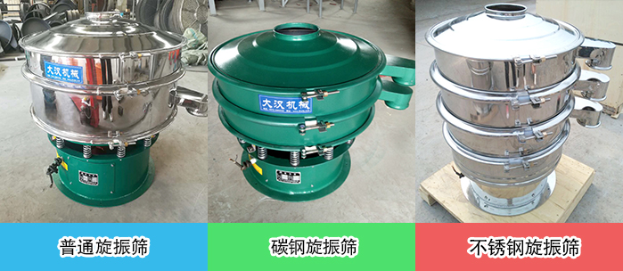 醫(yī)藥振動篩常見材質(zhì)展示：碳鋼＋不銹鋼，不銹鋼，碳鋼等材質(zhì)展示