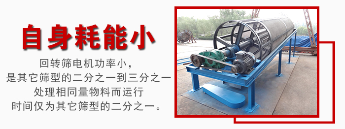 滾筒篩耗能小，使用壽命長，維修方便