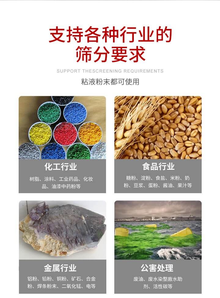 旋振篩材質(zhì)分類比較常見的有：不銹鋼，碳鋼，塑料等三種。不同材質(zhì)會(huì)有相對(duì)應(yīng)的側(cè)重優(yōu)勢(shì)，所以可根據(jù)行業(yè)的性質(zhì)進(jìn)行合理的選擇。